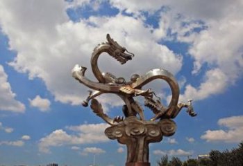 广西不锈钢双龙戏珠雕塑——千古传说的艺术瑰宝