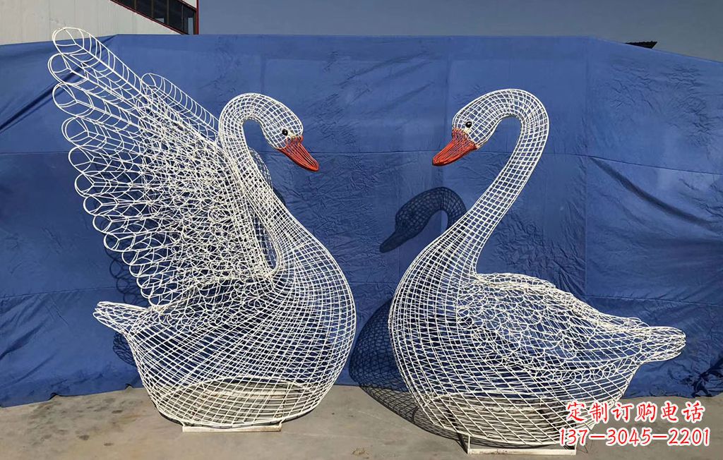 广西不锈钢网格天鹅雕塑公园园林的精美装饰