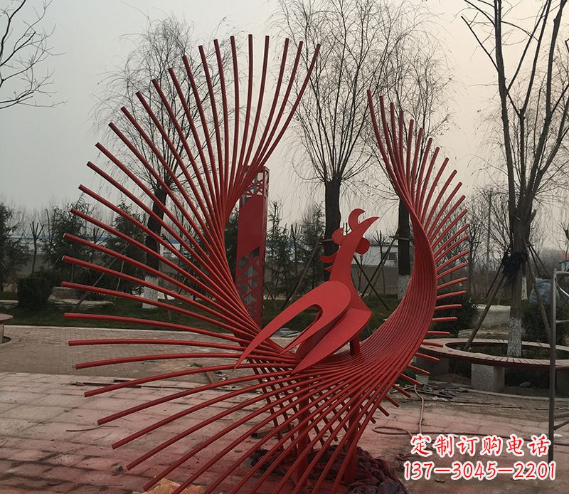 广西不锈钢网状凤凰雕塑精美的艺术之作