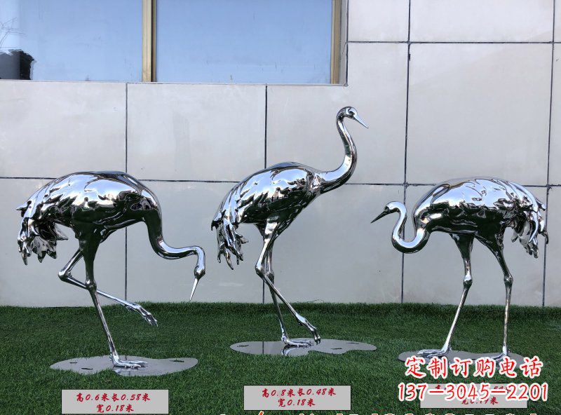 广西不锈钢仙鹤雕塑传承中国古典美感