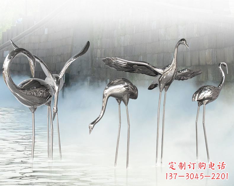 广西不锈钢仙鹤飞鸟雕塑传承传统文化