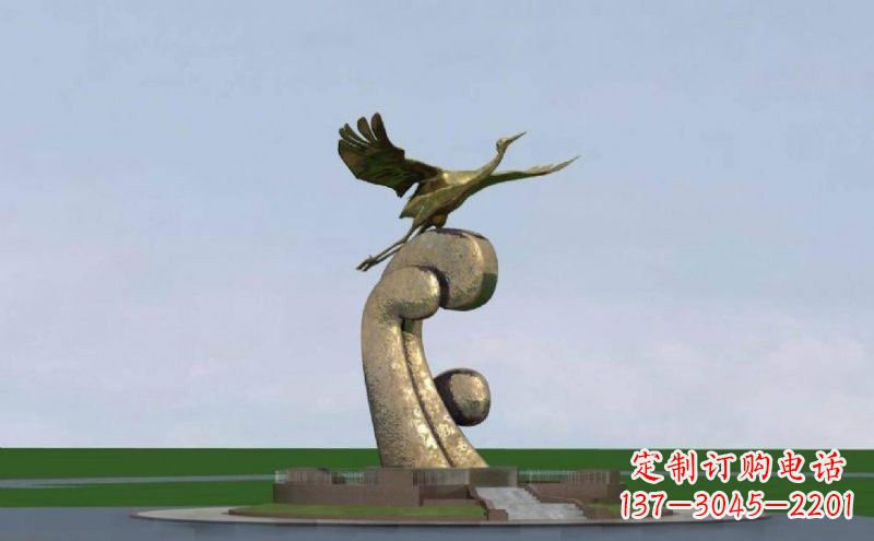 广西不锈钢仙鹤雕塑象征着美丽和宁静