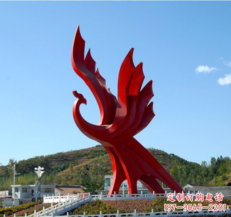 广西不锈钢现代凤凰雕塑——给都市带来灵动之美