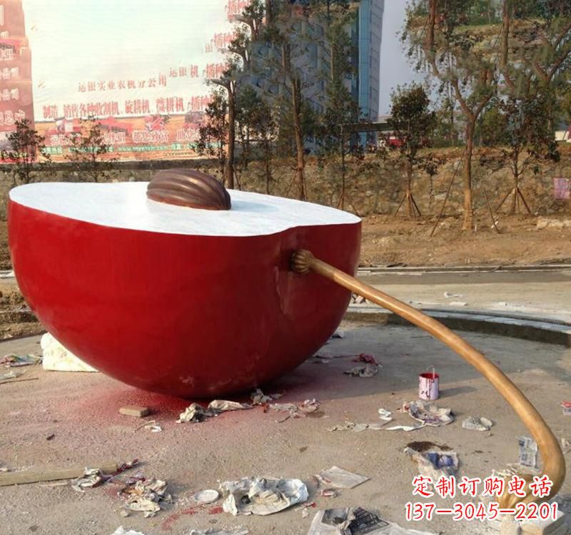 广西不锈钢苹果雕塑美丽与现代的融合