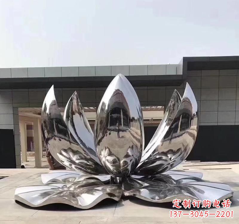 广西不锈钢现代镜面荷花雕塑精美绝伦
