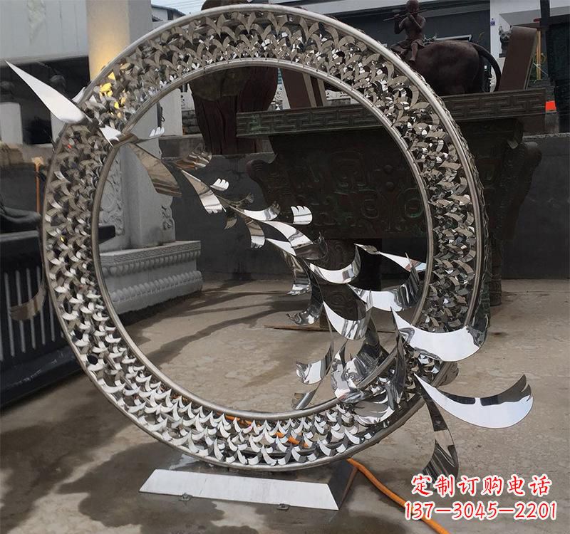 广西不锈钢现代圆环雕塑——铸就艺术精粹