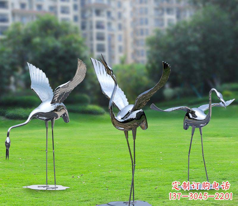 广西不锈钢仙鹤雕塑展现传统文化风采