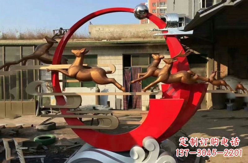广西不锈钢制作的梅花鹿雕塑