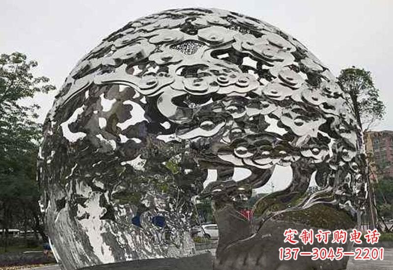 广西不锈钢祥云镂空球拱门雕塑