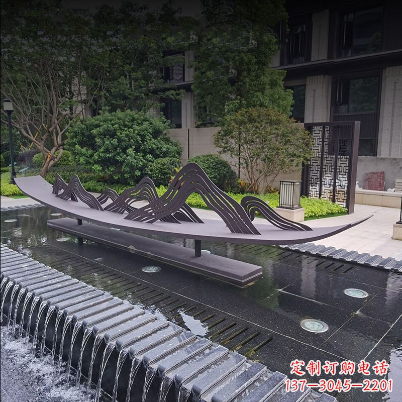 广西精美的不锈钢小船假山