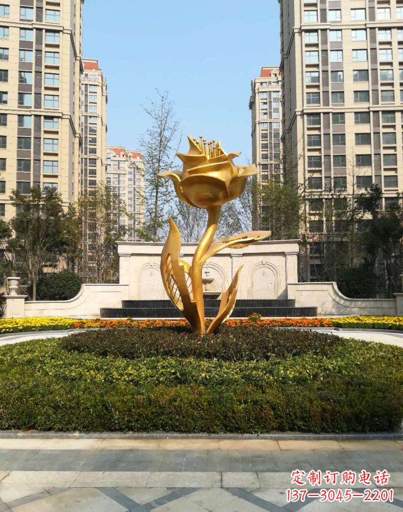 广西不锈钢小区玫瑰花雕塑浓郁情感的视觉体验