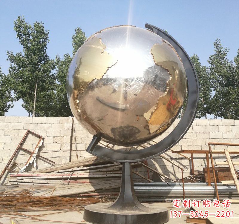 广西不锈钢校园地球仪雕塑校园精神体现