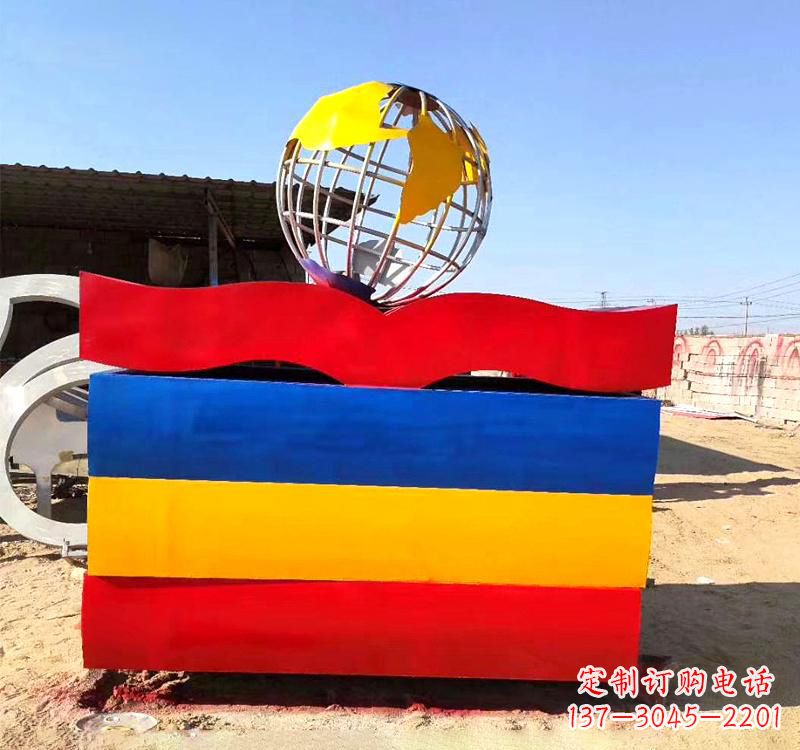 广西不锈钢校园地球仪雕塑缅怀地球之美
