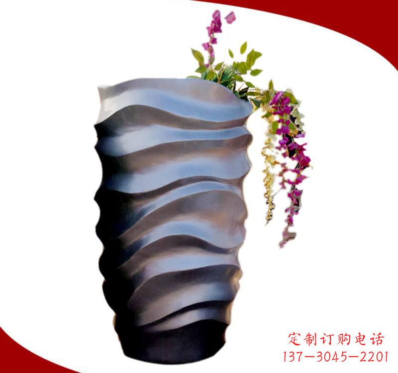广西不锈钢校园景观花盆雕塑美化校园环境