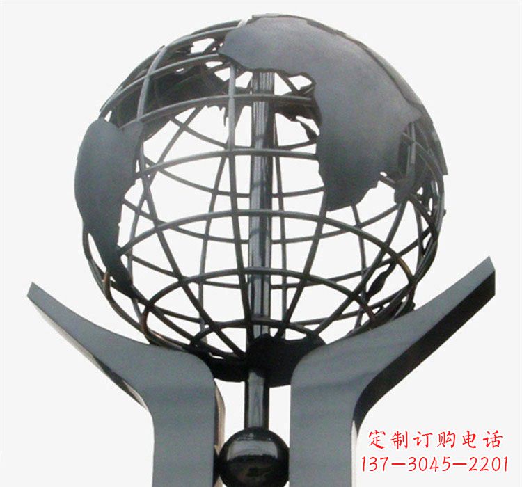 广西象征地球一体的不锈钢校园手托地球雕塑