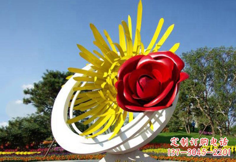 广西不锈钢玫瑰花雕塑——给城市景观带来美丽