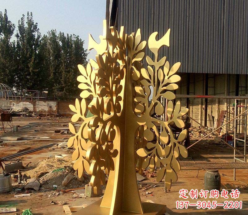 广西不锈钢树叶雕塑艺术的精美表现