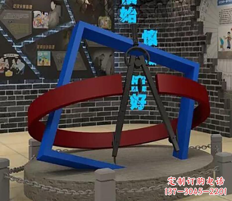 广西不锈钢圆规雕塑实现景观美化的艺术之作
