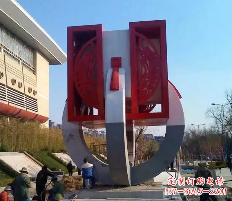 广西不锈钢圆环雕塑象征着永恒的美
