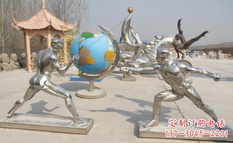 广西勇敢者的身影——不锈钢运动员击剑雕塑