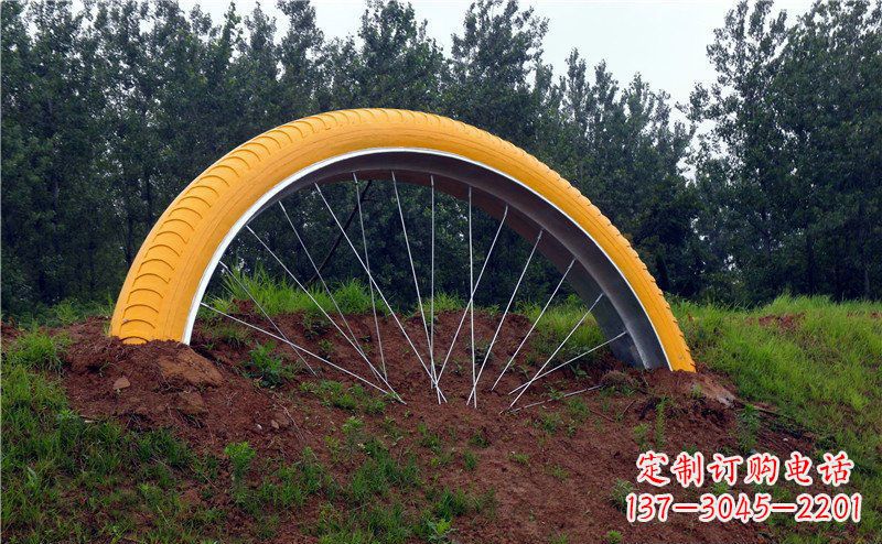 广西不锈钢自行车雕塑——景观美化的象征