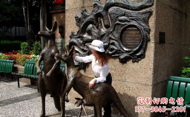 广西袋鼠雕塑——装点步行街的美丽风景