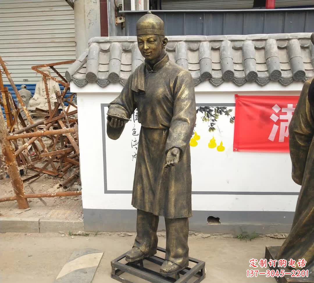 广西传承百年店小二铜雕