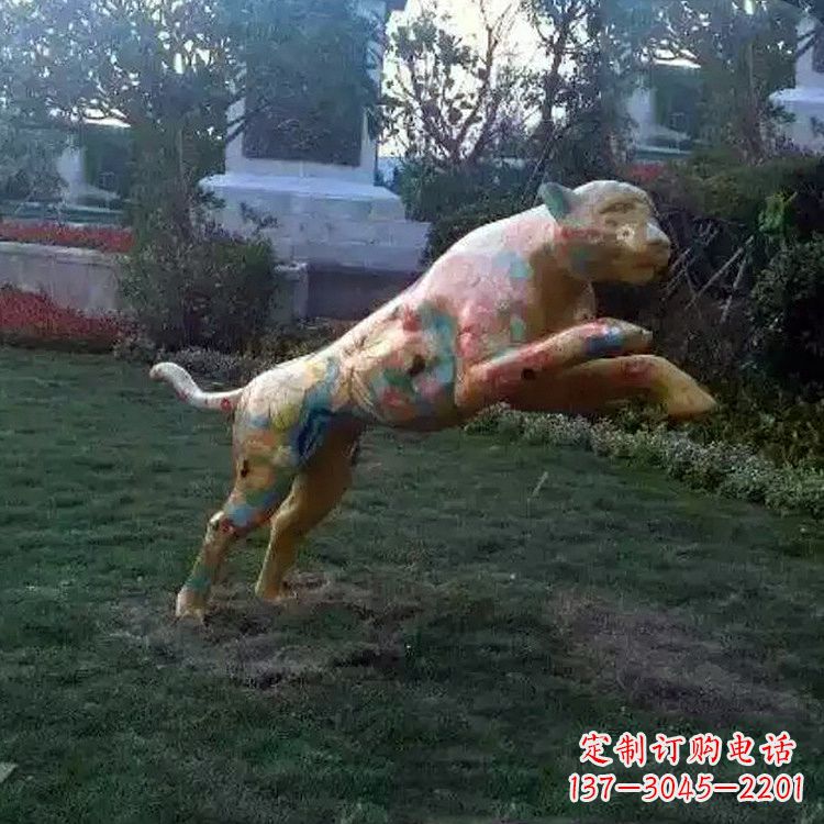广西豹子玻璃钢雕塑——精美动物摆件