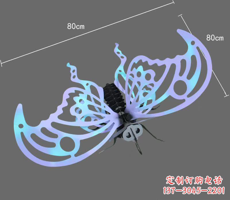 广西彩绘不锈钢蝴蝶雕塑宛如梦幻般的艺术之作