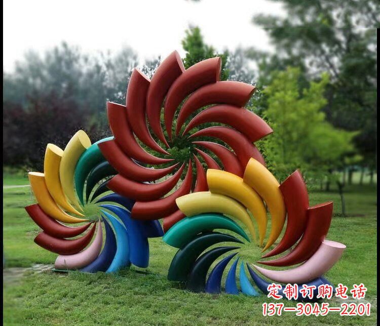 广西彩色不锈钢风车雕塑