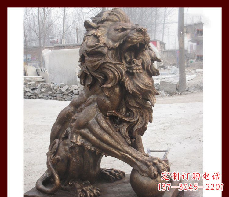 广西传统工艺——踩球欧式狮子铜雕