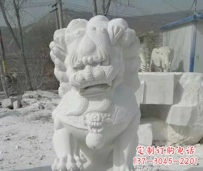 广西狮子雕塑踩绣球石狮子寺庙的独特景观