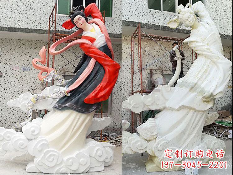 广西神话中的嫦娥玻璃钢彩绘雕塑