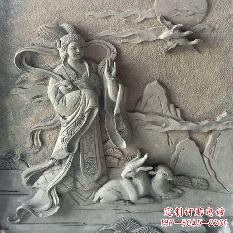 广西嫦娥浮雕-上古神话人物道教月神太阴星君雕塑