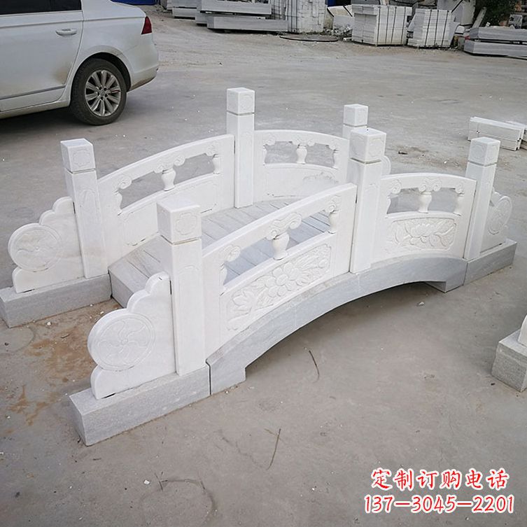 广西厂家批发定制石雕石拱桥 栏杆栏板 汉白玉雕花护栏广场装饰摆件3900
