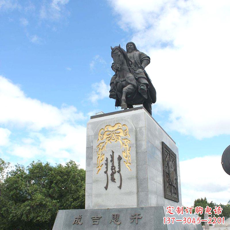 广西成吉思汗象征英雄的铜雕塑
