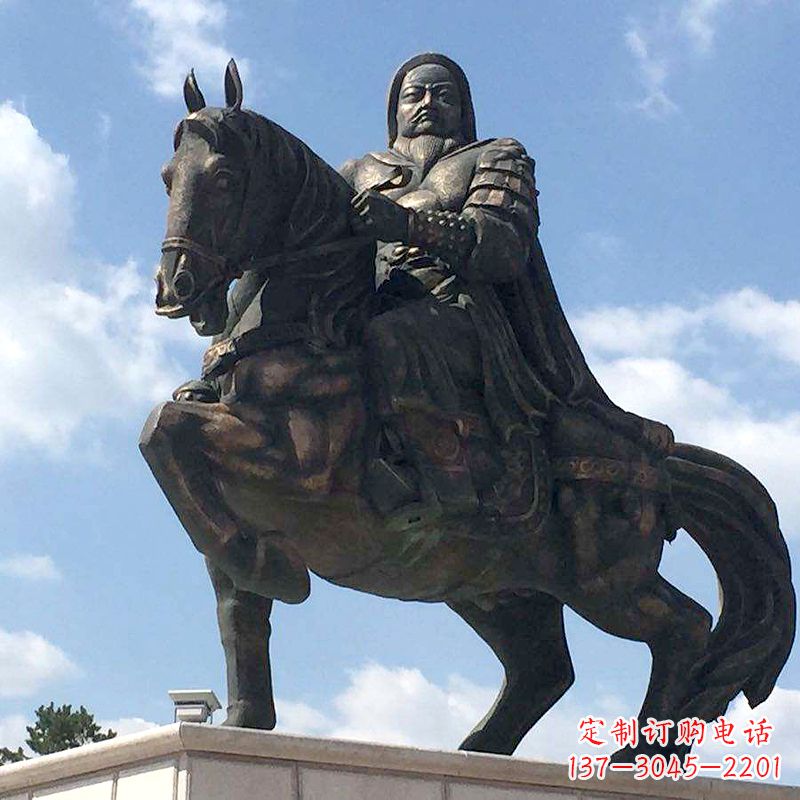 广西成吉思汗骑马雕塑-景区园林历史名人铜雕像