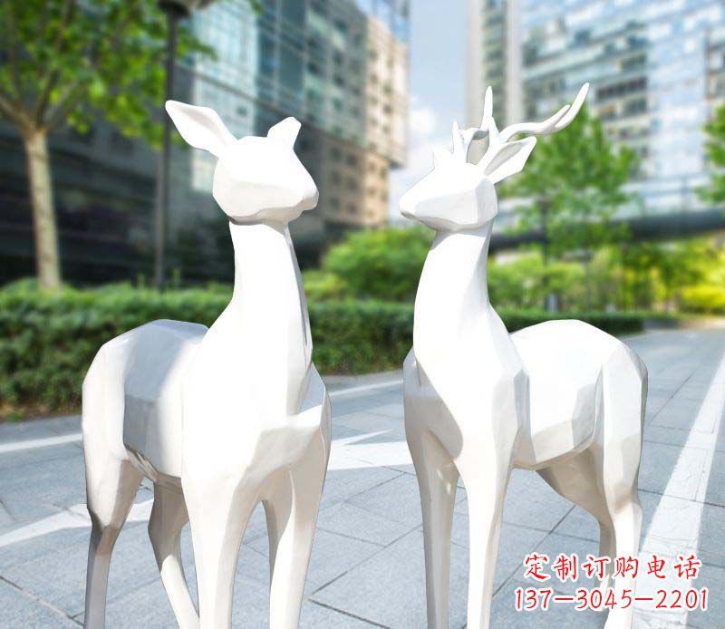 广西景观雕塑鹿形不锈钢块面