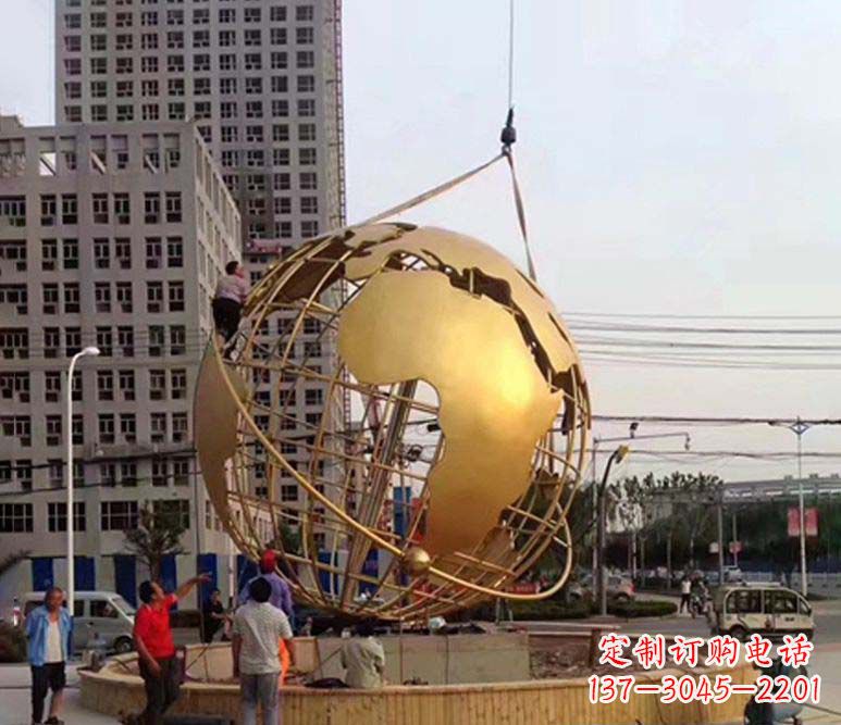 广西城市之美不锈钢镂空地球仪雕塑