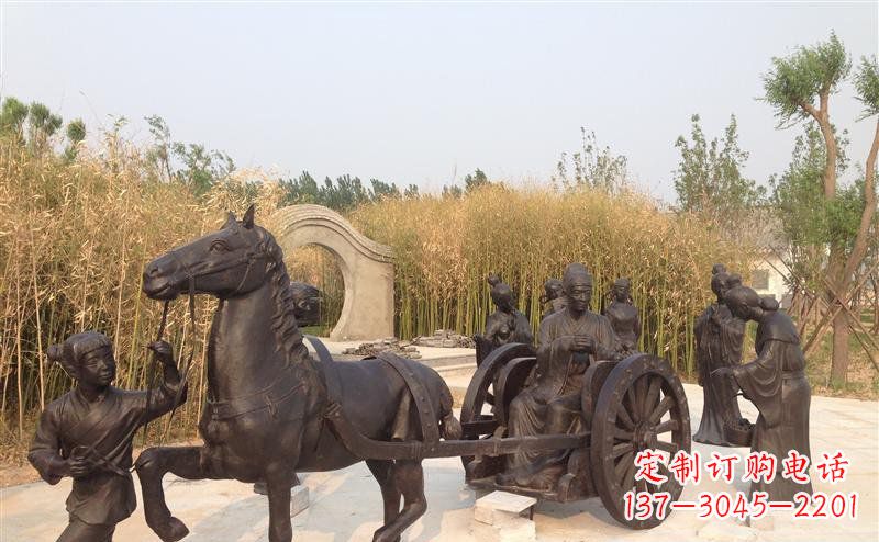 广西城市公园的马车雕塑
