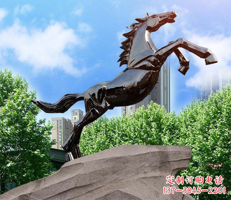 广西城市镜面不锈钢奔马雕塑