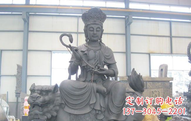 广西文殊菩萨坐狮子雕塑