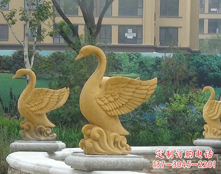 广西池塘水景喷泉天鹅雕塑-公园园林景区装饰动物雕塑