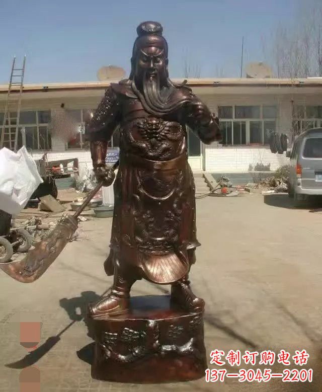 广西持刀关公铜雕