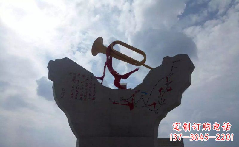 广西革命烈士冲锋号雕塑让革命历史长存