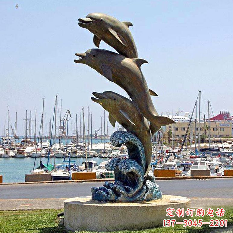 广西海豚铜雕塑传承海洋文化
