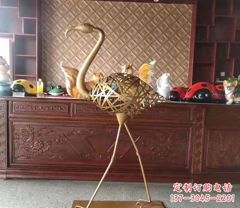 广西抽象编织火烈鸟铜雕