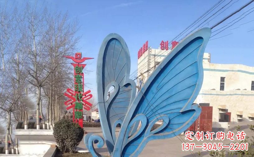 广西抽象不锈钢蝴蝶雕塑把美丽永久定格