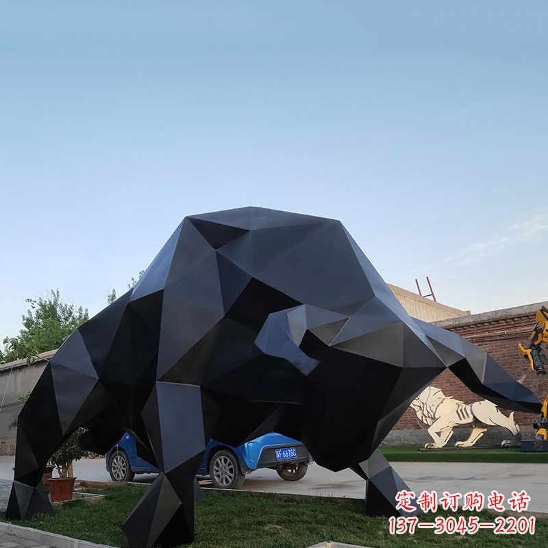 广西抽象华尔街牛大型玻璃钢公园园林动物雕塑