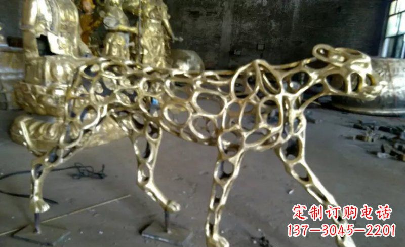 广西抽象金钱豹公园动物铜雕 (3)